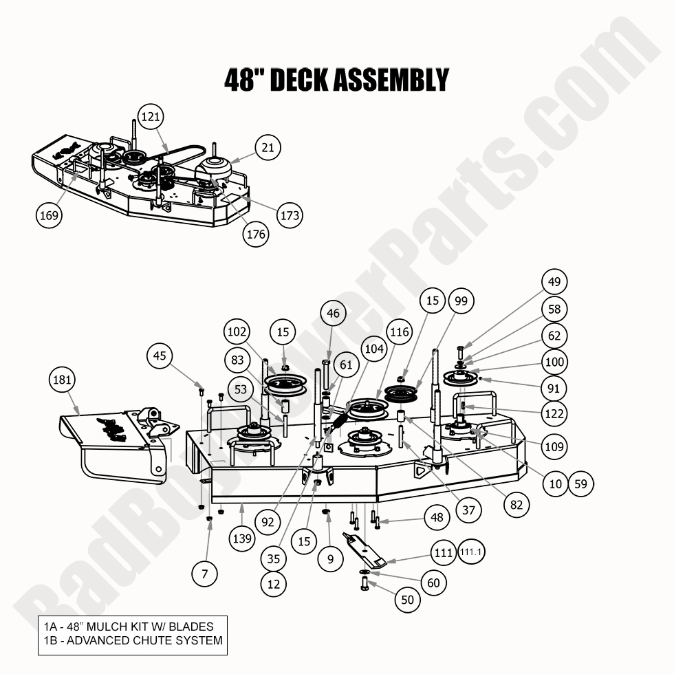 2706 - Bad Boy Mower Parts Lookup > 2020 > Walk Behind > 48\" Deck Assembly